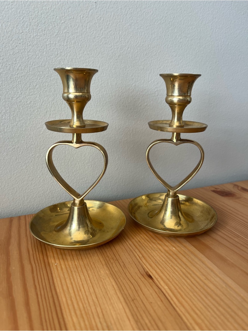 1960’s Brass Heart Candlestick Holders - Pair